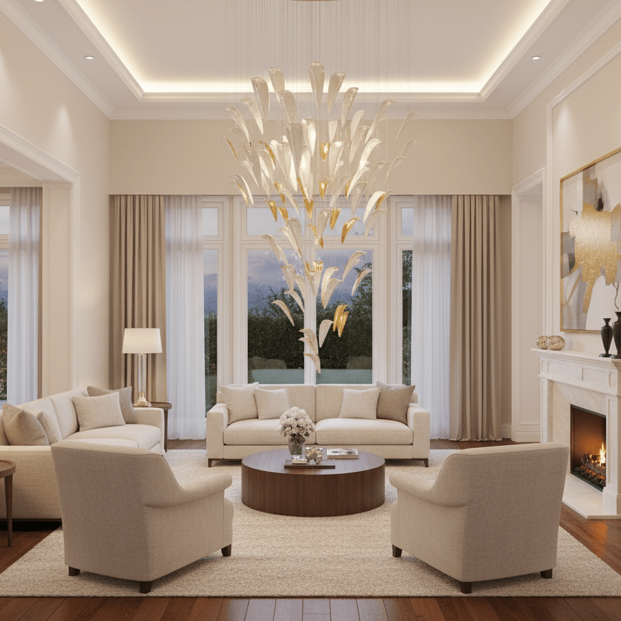 White Feather Art Deco Customize Chandelier - Vakkerlight