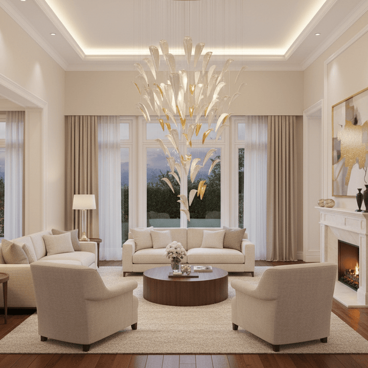 White Feather Art Deco Customize Chandelier - Vakkerlight