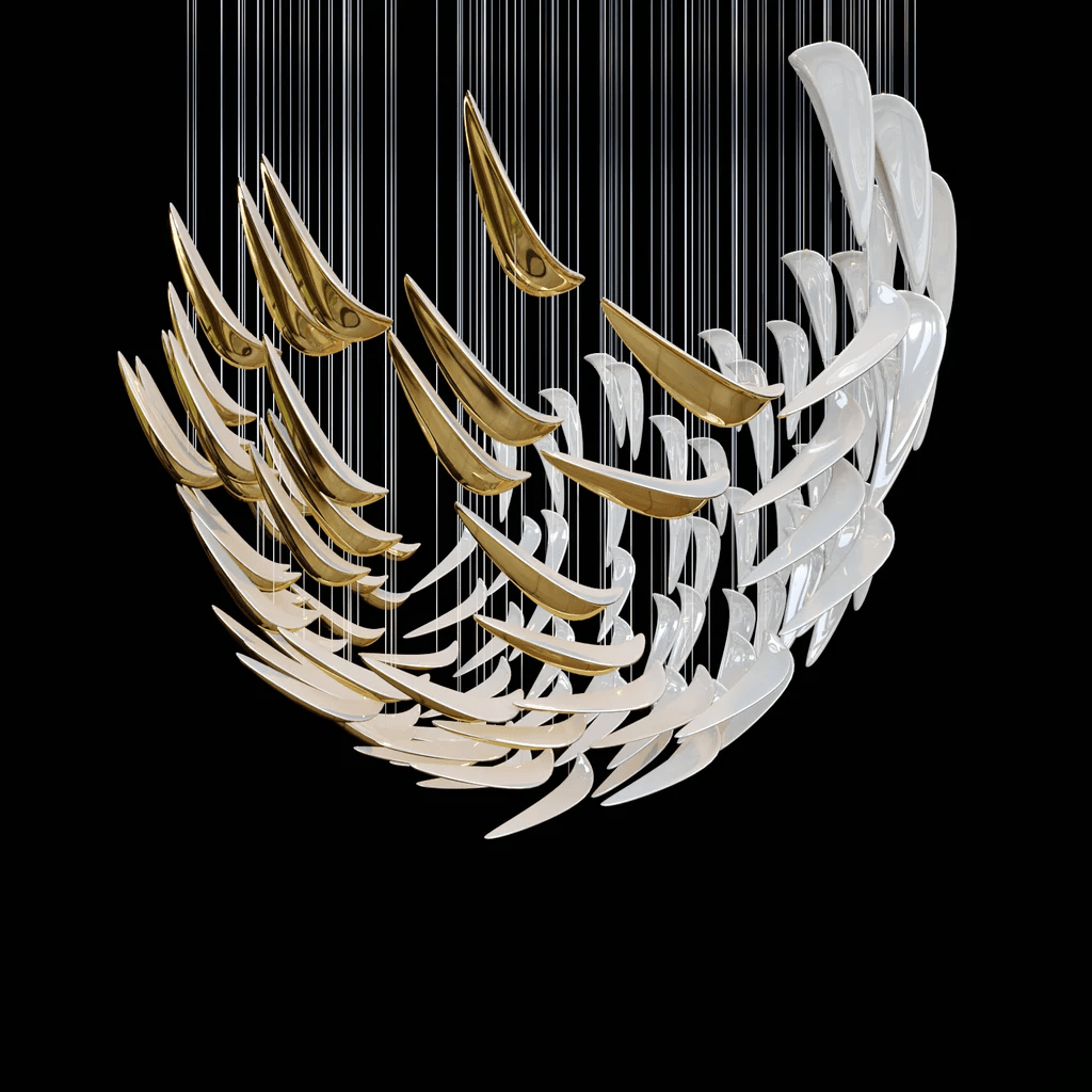 White Feather Art Deco Customize Chandelier - Vakkerlight