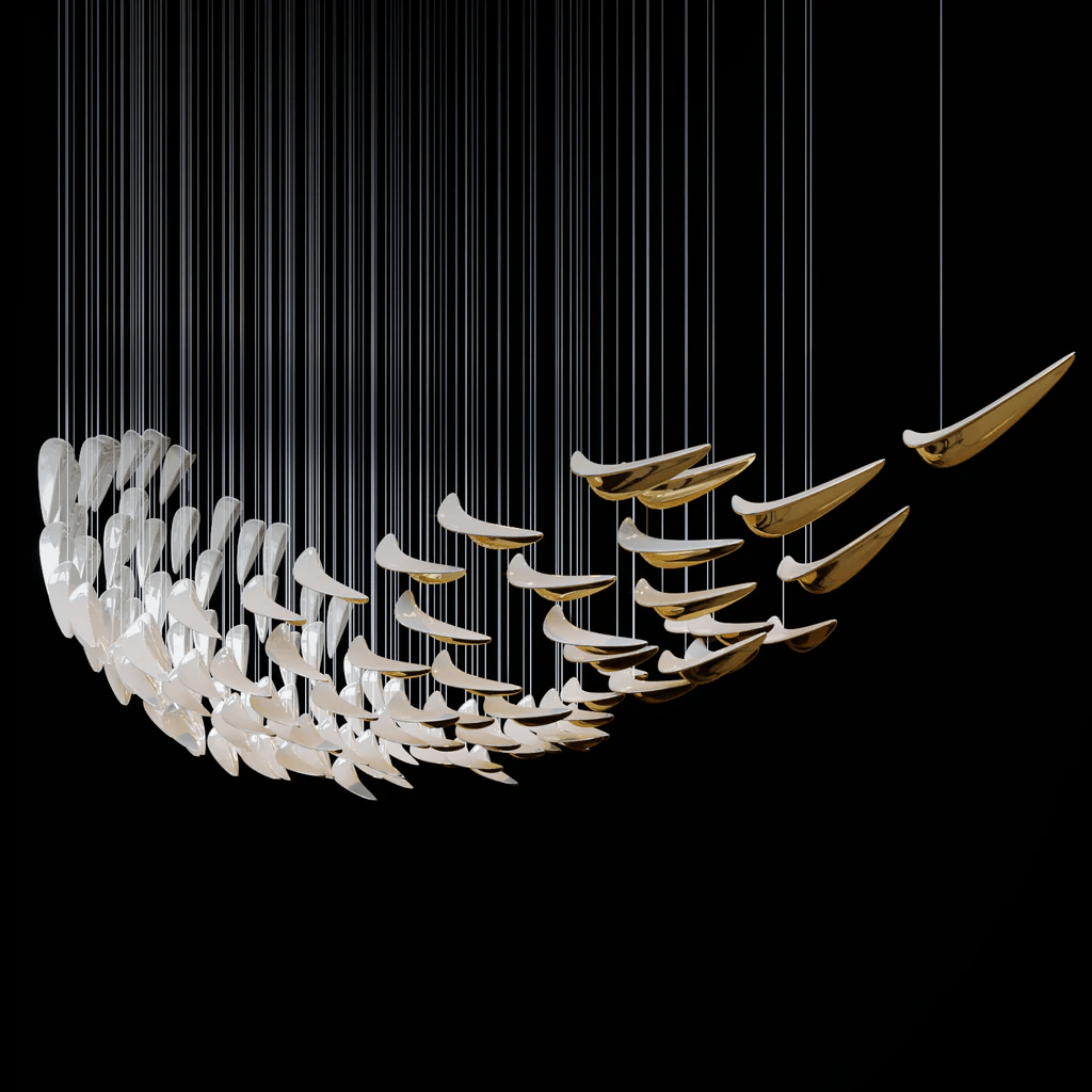 White Feather Art Deco Customize Chandelier - Vakkerlight