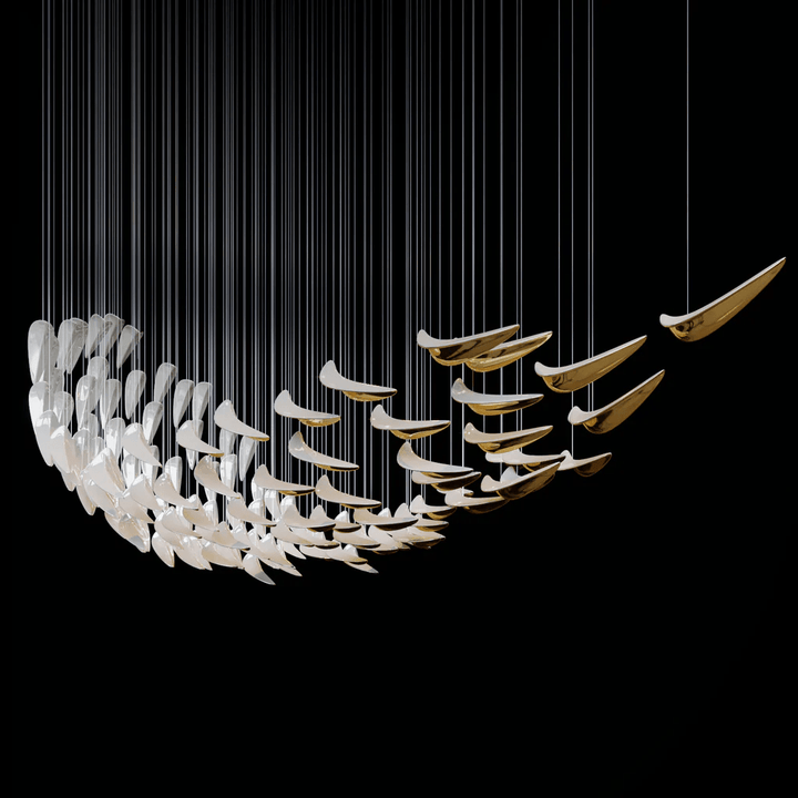 White Feather Art Deco Customize Chandelier - Vakkerlight