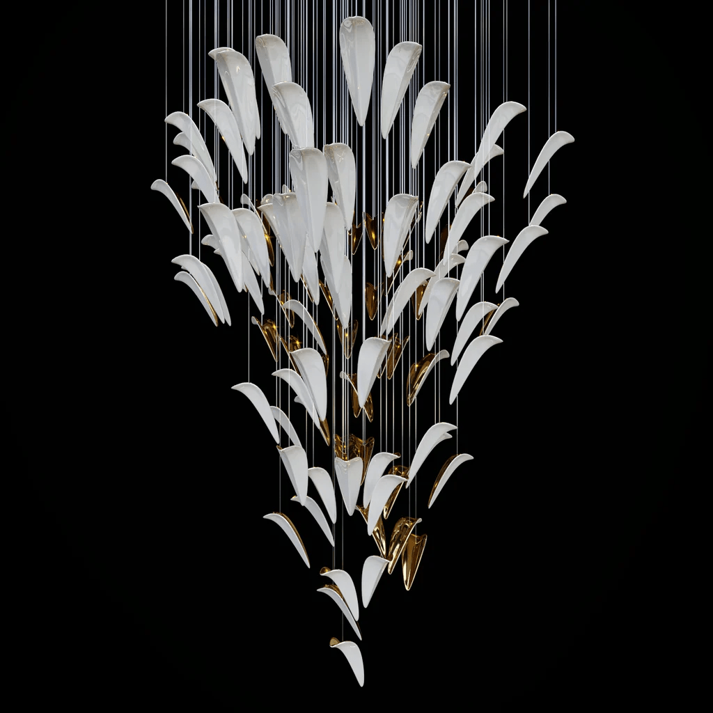 White Feather Art Deco Customize Chandelier - Vakkerlight