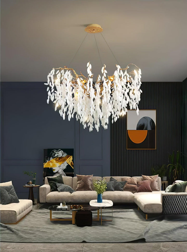 White Jade Branch Brass Chandelier - Vakkerlight