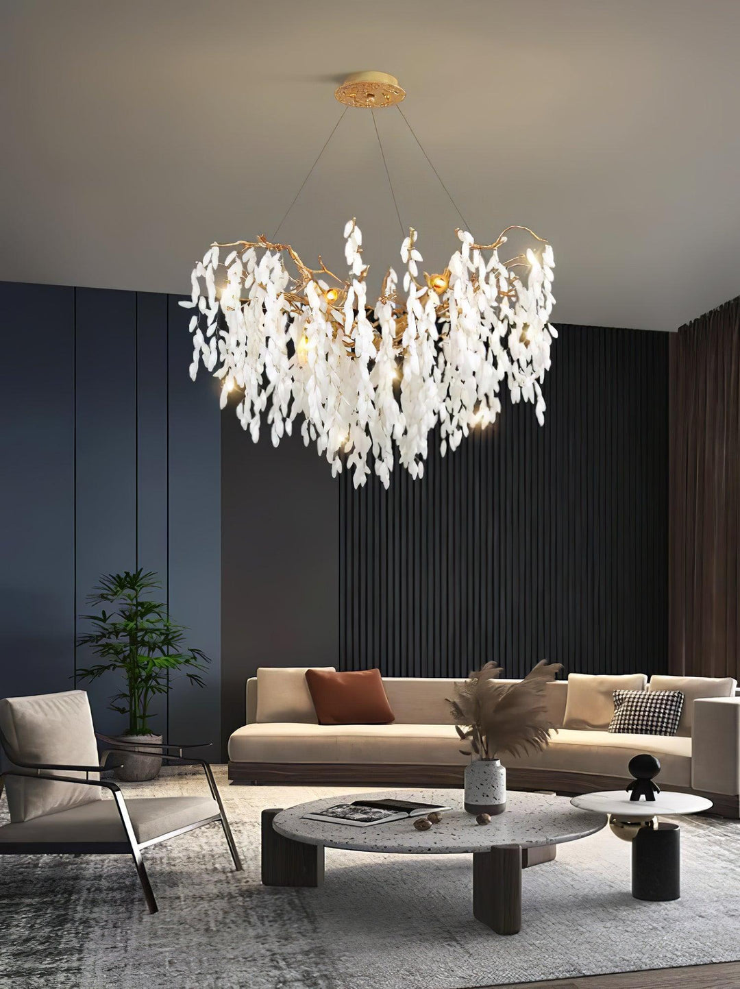 White Jade Branch Brass Chandelier - Vakkerlight