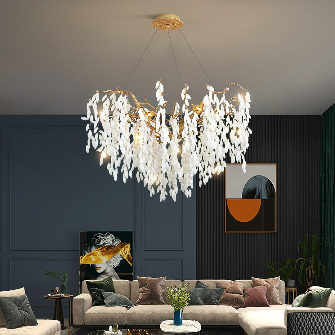 White Jade Branch Brass Chandelier - Vakkerlight