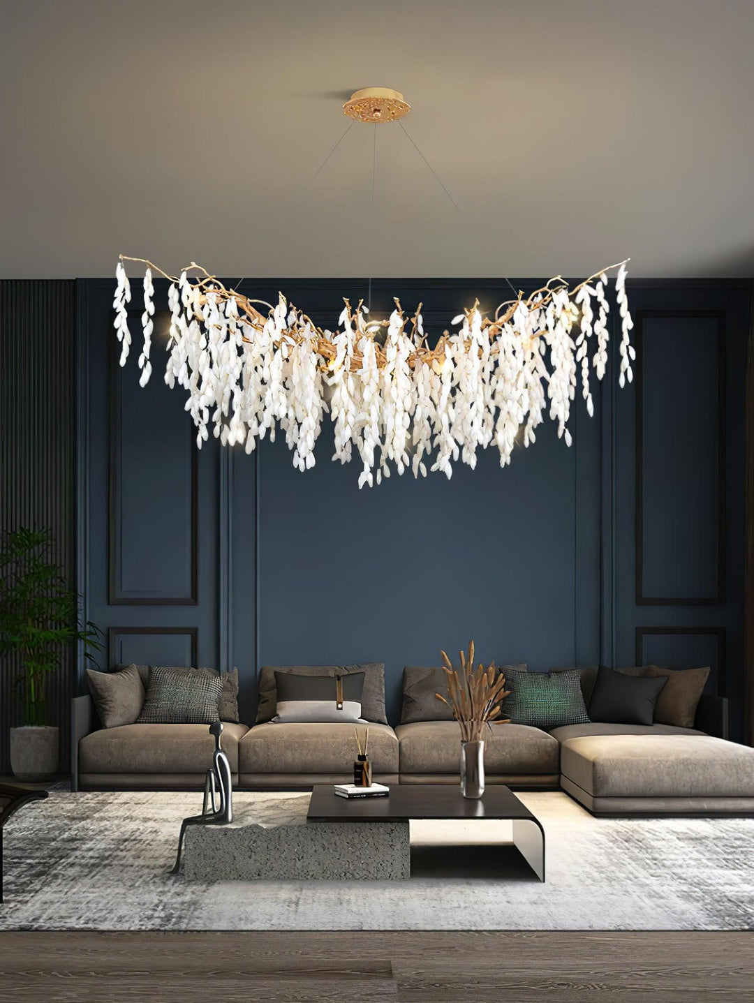 White Jade Branch Brass Chandelier - Vakkerlight