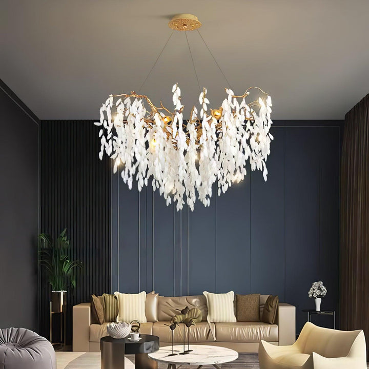 White Jade Branch Brass Chandelier - Vakkerlight