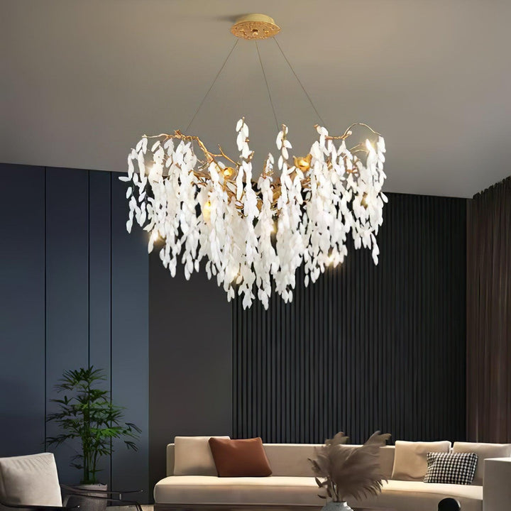 White Jade Branch Brass Chandelier - Vakkerlight