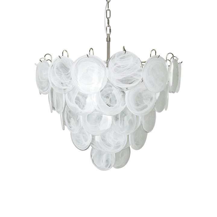 White Murano Disc Chandelier