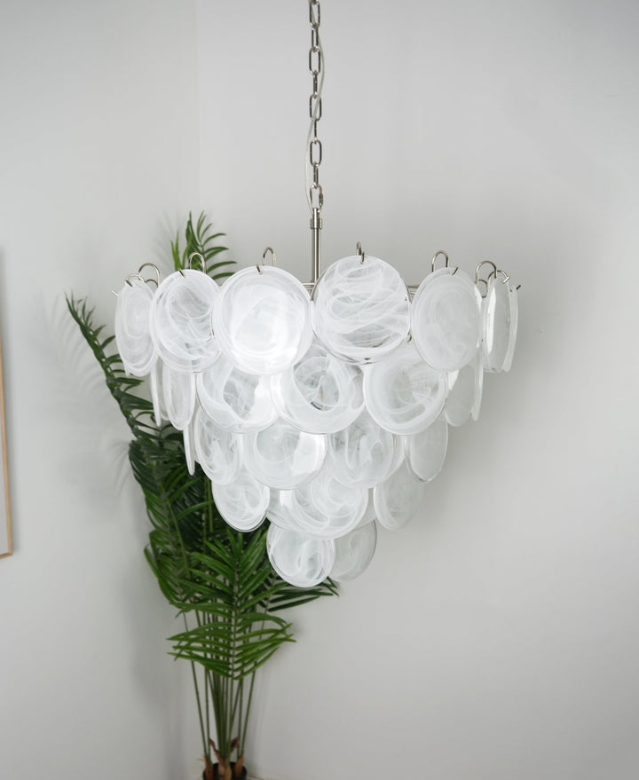 White Murano Disc Chandelier - Vakkerlight