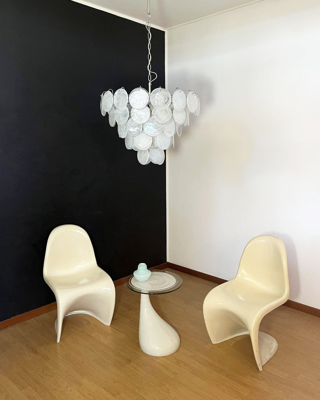 White Murano Disc Chandelier - Vakkerlight