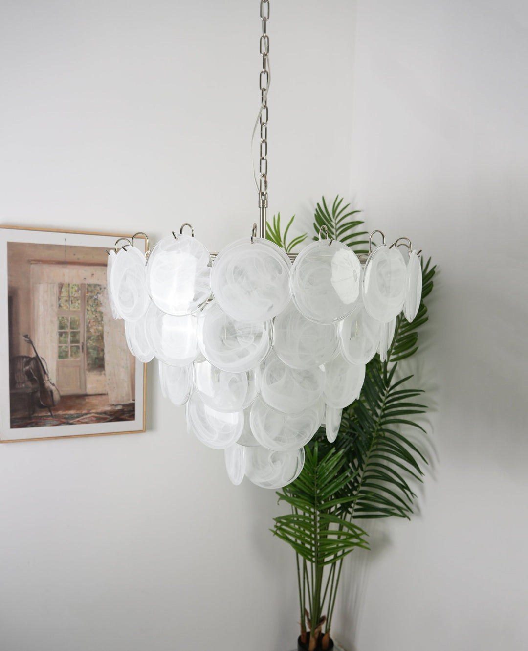 White Murano Disc Chandelier - Vakkerlight