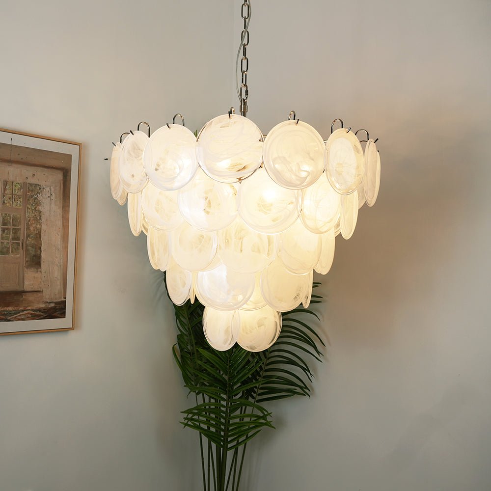 White Murano Disc Chandelier - Vakkerlight