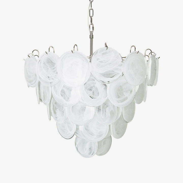 White Murano Disc Chandelier - Vakkerlight