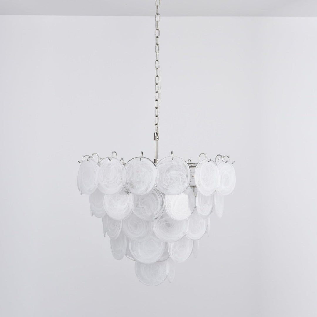 White Murano Disc Chandelier - Vakkerlight