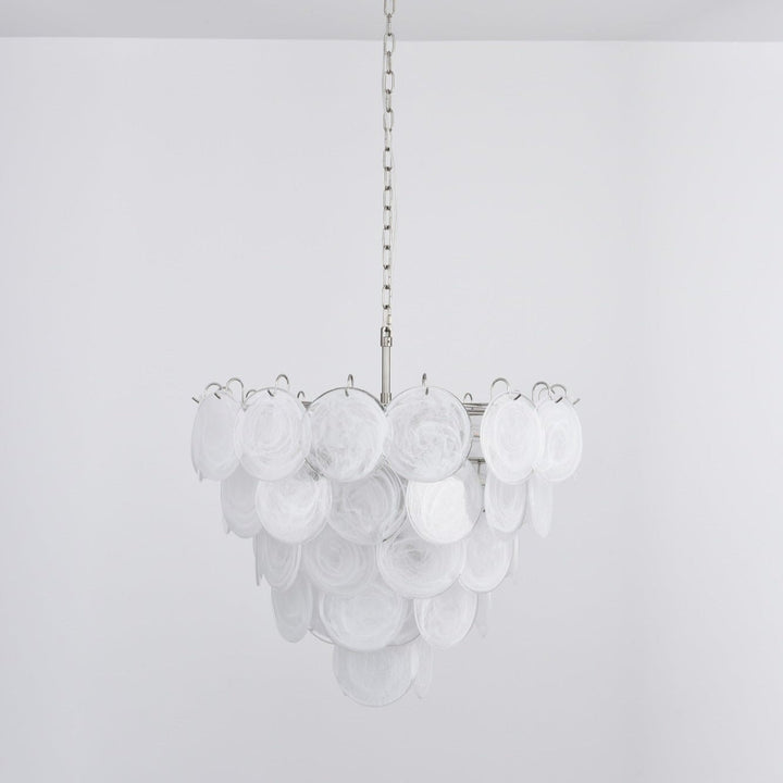 White Murano Disc Chandelier - Vakkerlight