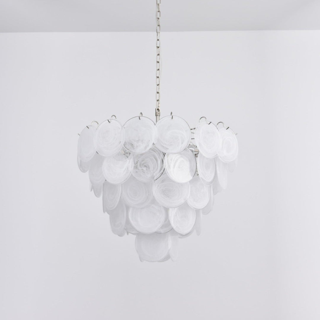 White Murano Disc Chandelier - Vakkerlight