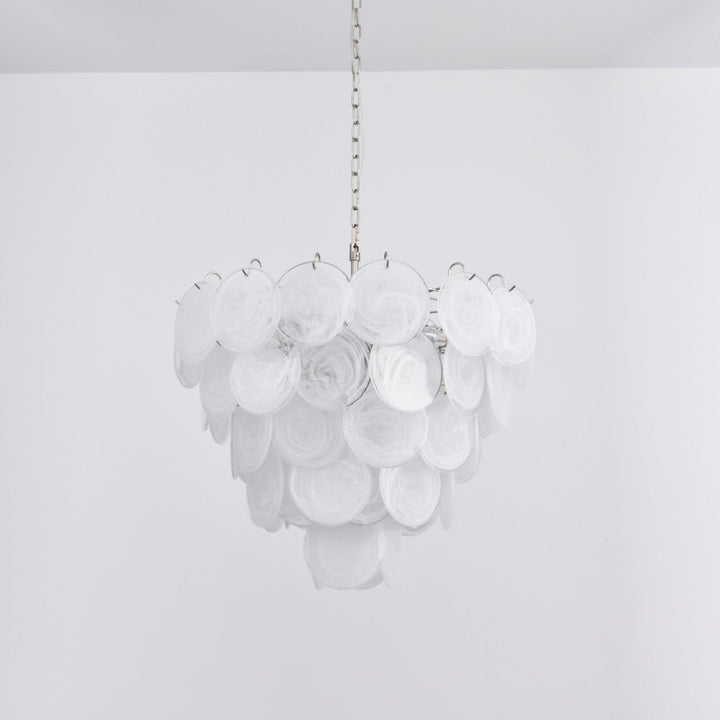 White Murano Disc Chandelier - Vakkerlight