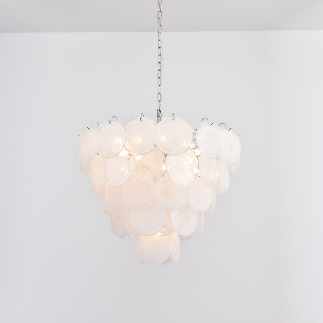 White Murano Disc Chandelier - Vakkerlight
