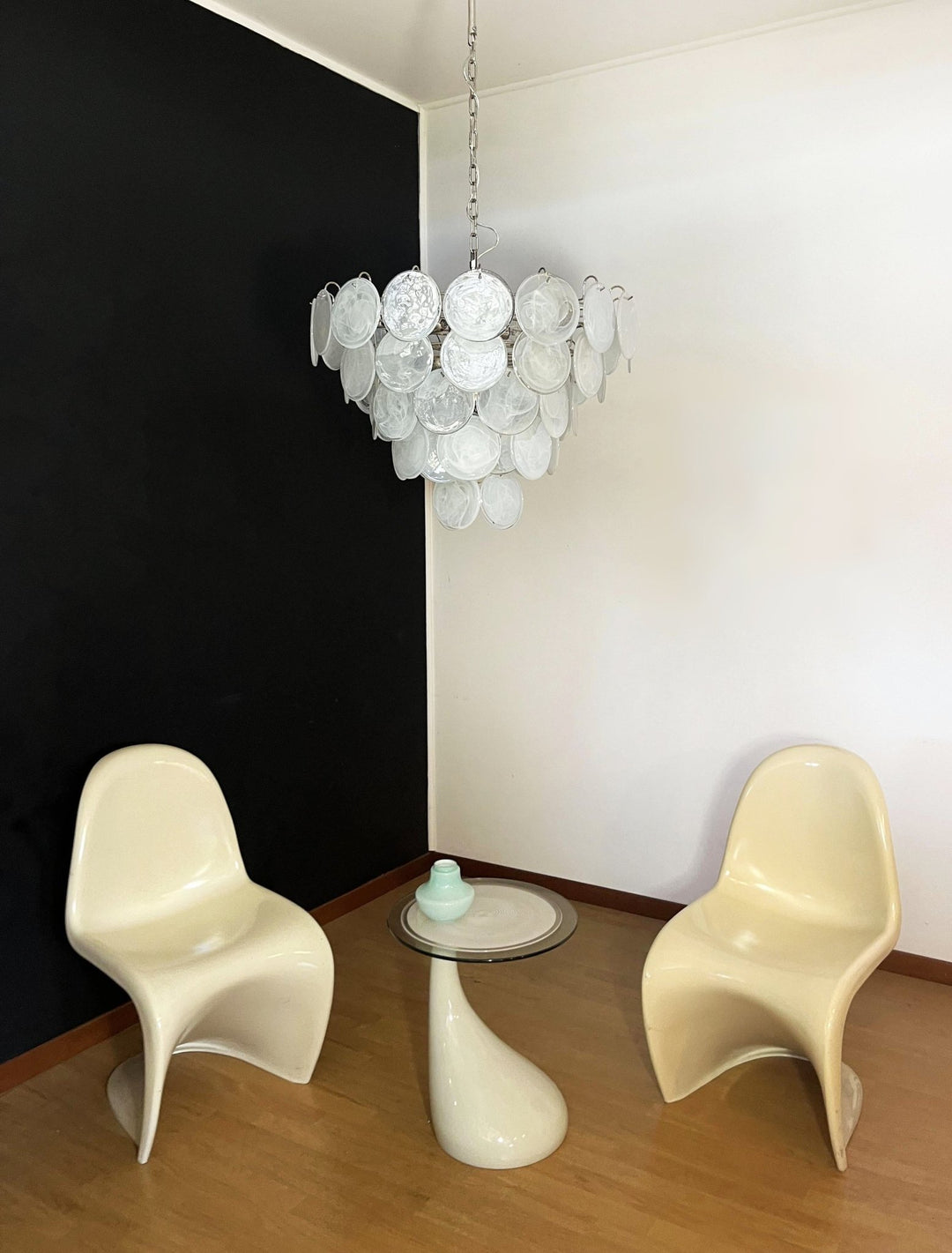 White Murano Disc Chandelier - Vakkerlight