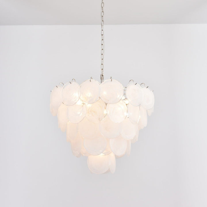 White Murano Disc Chandelier - Vakkerlight