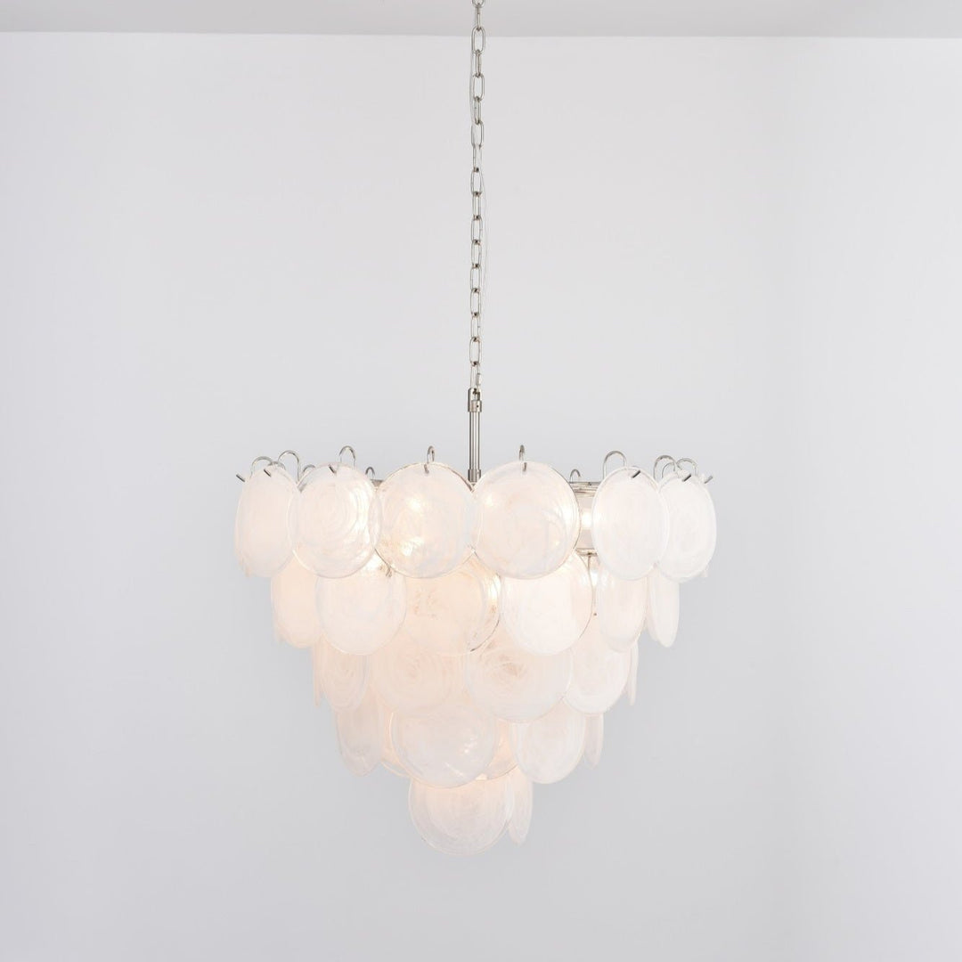 White Murano Disc Chandelier - Vakkerlight