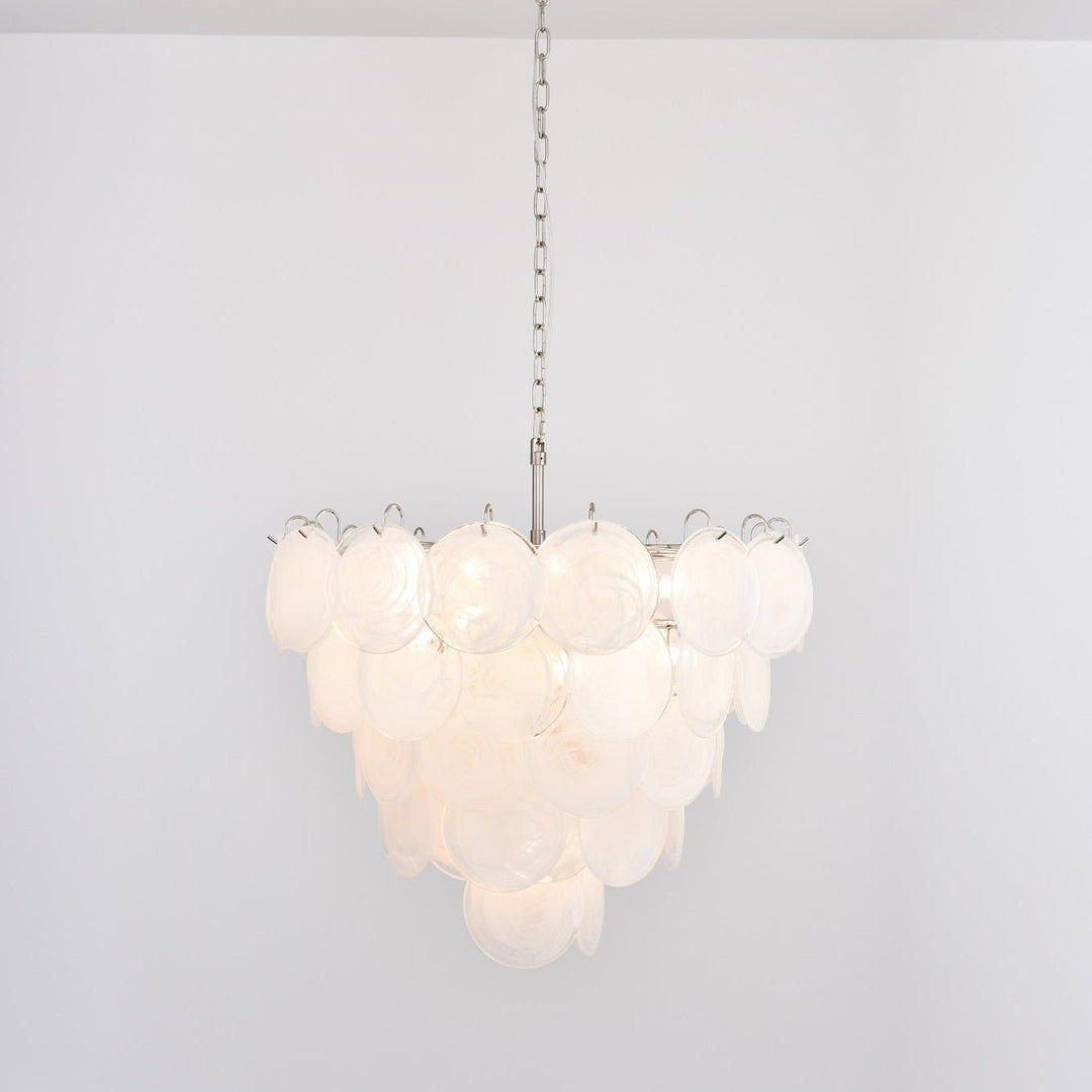 White Murano Disc Chandelier - Vakkerlight