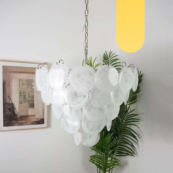 White Murano Disc Chandelier - Vakkerlight