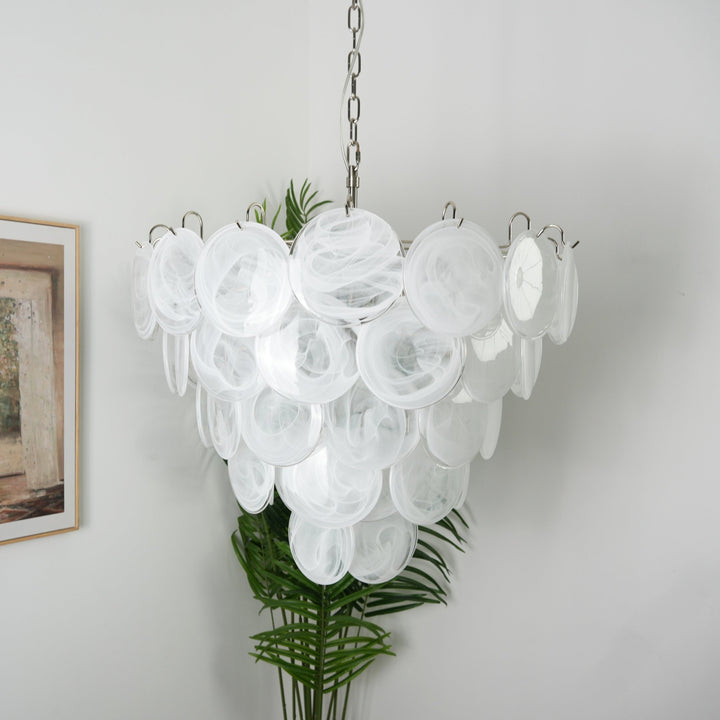 White Murano Disc Chandelier - Vakkerlight