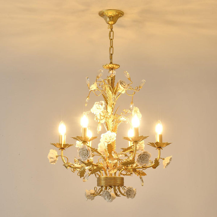 White Rose Crystal Chandelier - Vakkerlight