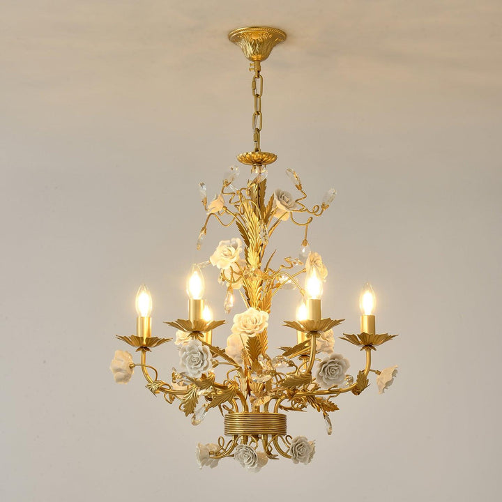 White Rose Crystal Chandelier - Vakkerlight