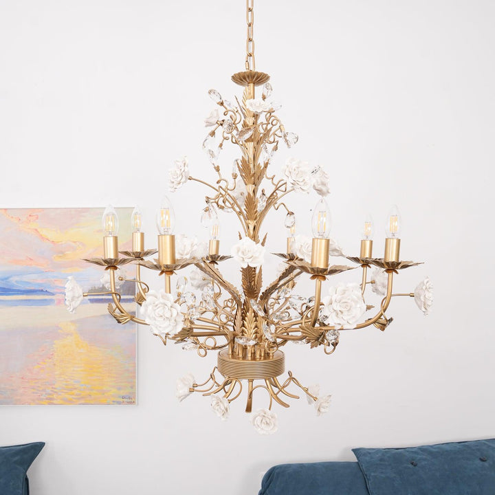 White Rose Crystal Chandelier - Vakkerlight