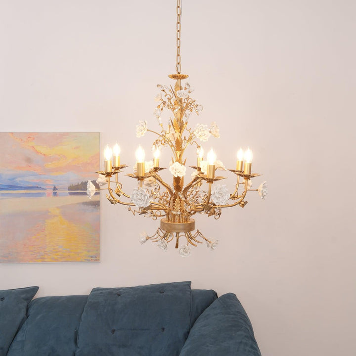 White Rose Crystal Chandelier - Vakkerlight