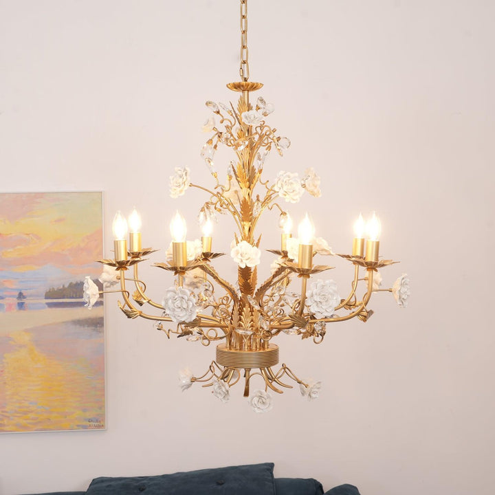 White Rose Crystal Chandelier - Vakkerlight