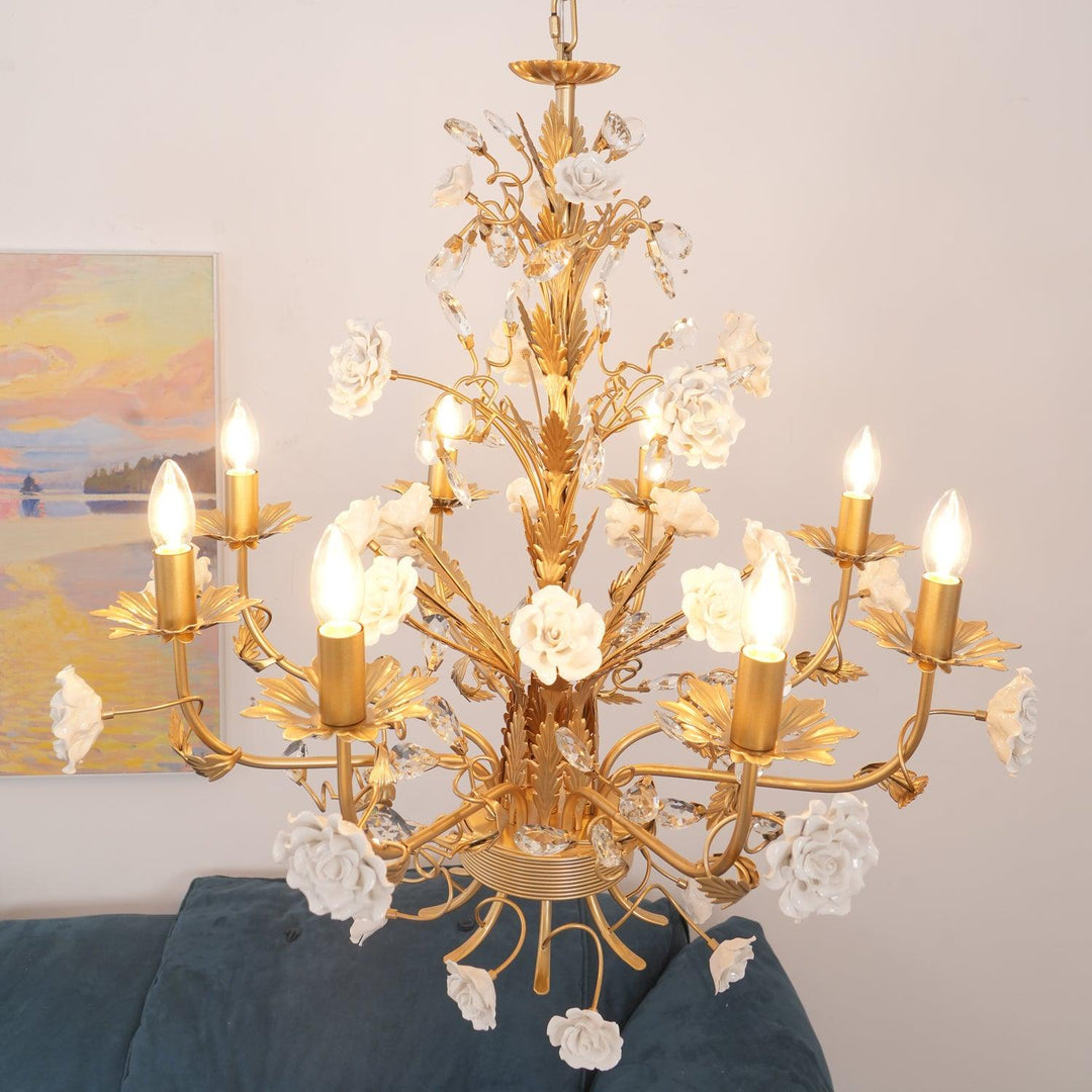 White Rose Crystal Chandelier - Vakkerlight