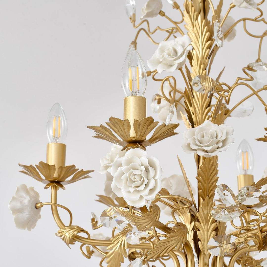 White Rose Crystal Chandelier - Vakkerlight