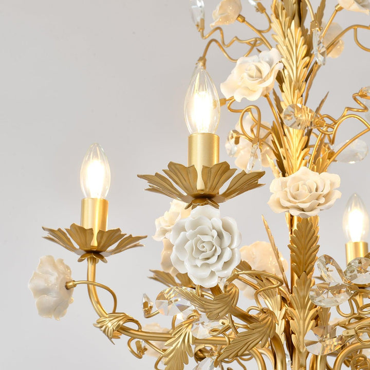 White Rose Crystal Chandelier - Vakkerlight