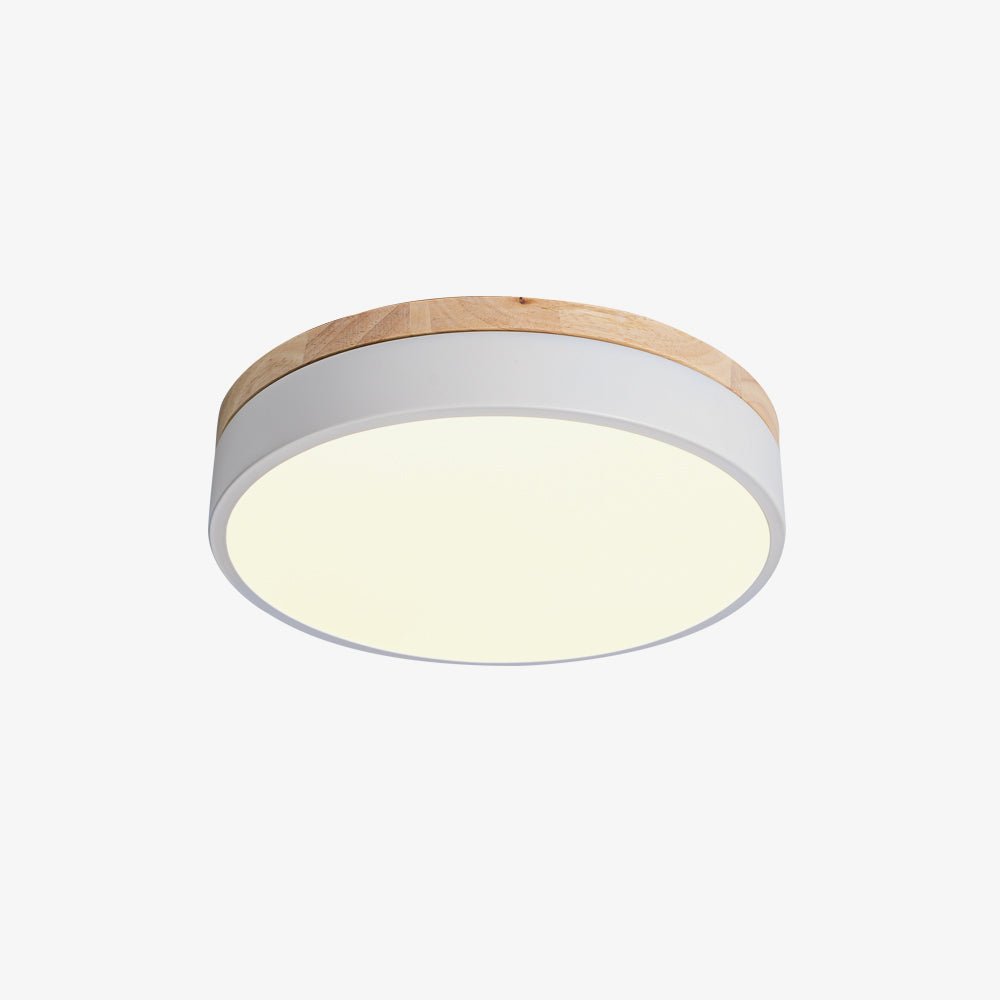 White Round Wooden Ceiling Lamp - Vakkerlight