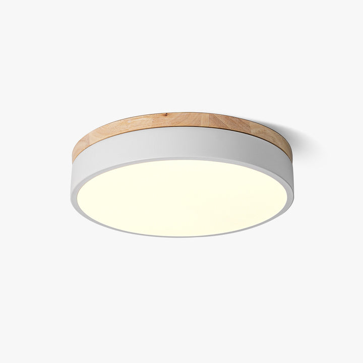 White Round Wooden Ceiling Lamp - Vakkerlight