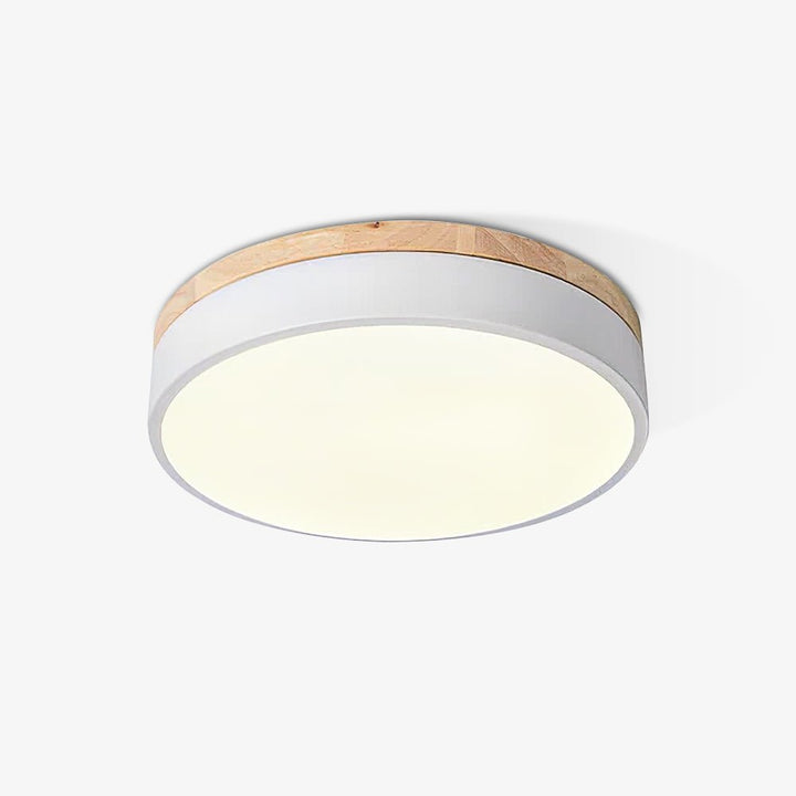 White Round Wooden Ceiling Lamp - Vakkerlight