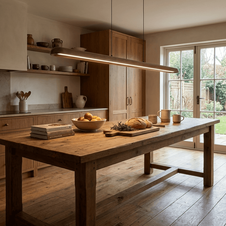 Wide Wood Linear Pendant Light - Vakkerlight