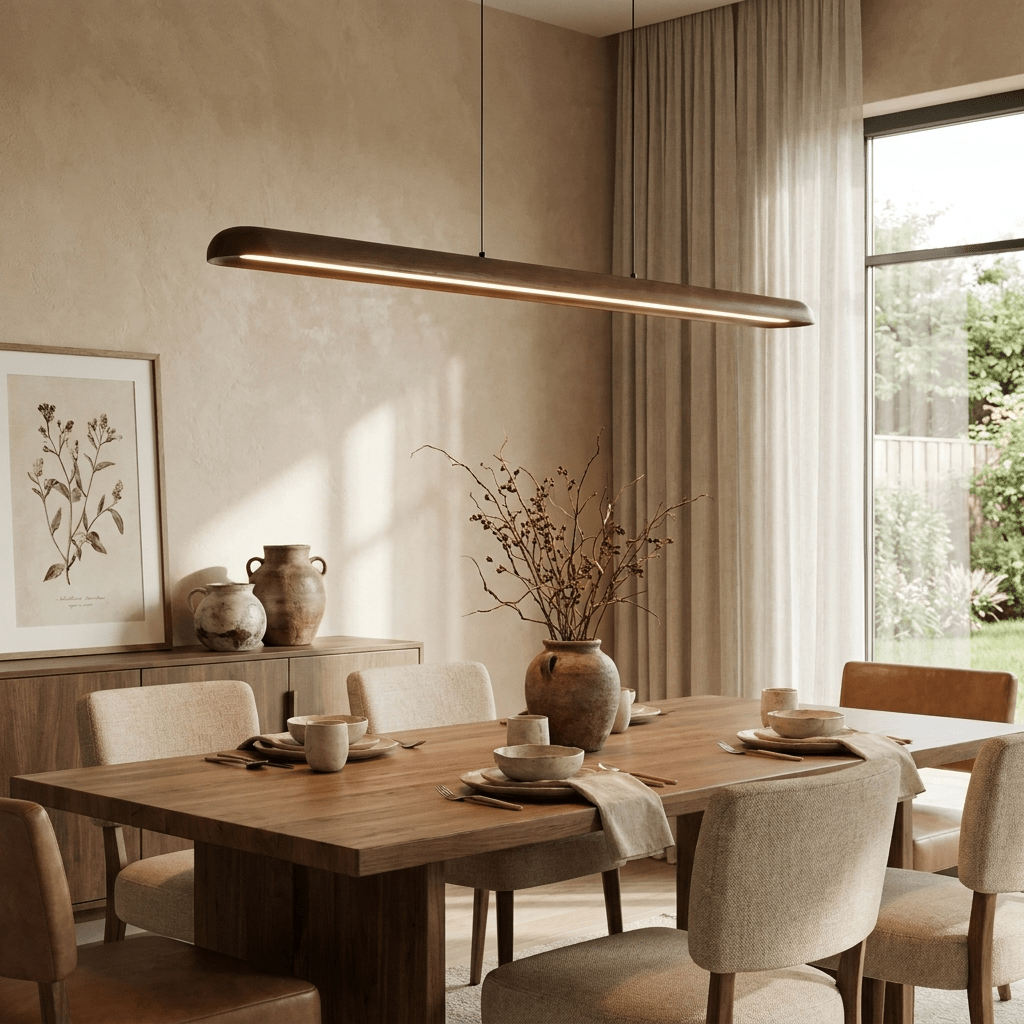 Wide Wood Linear Pendant Light - Vakkerlight
