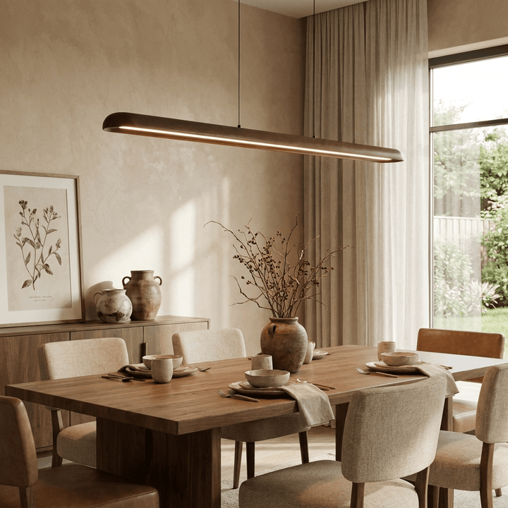 Wide Wood Linear Pendant Light - Vakkerlight