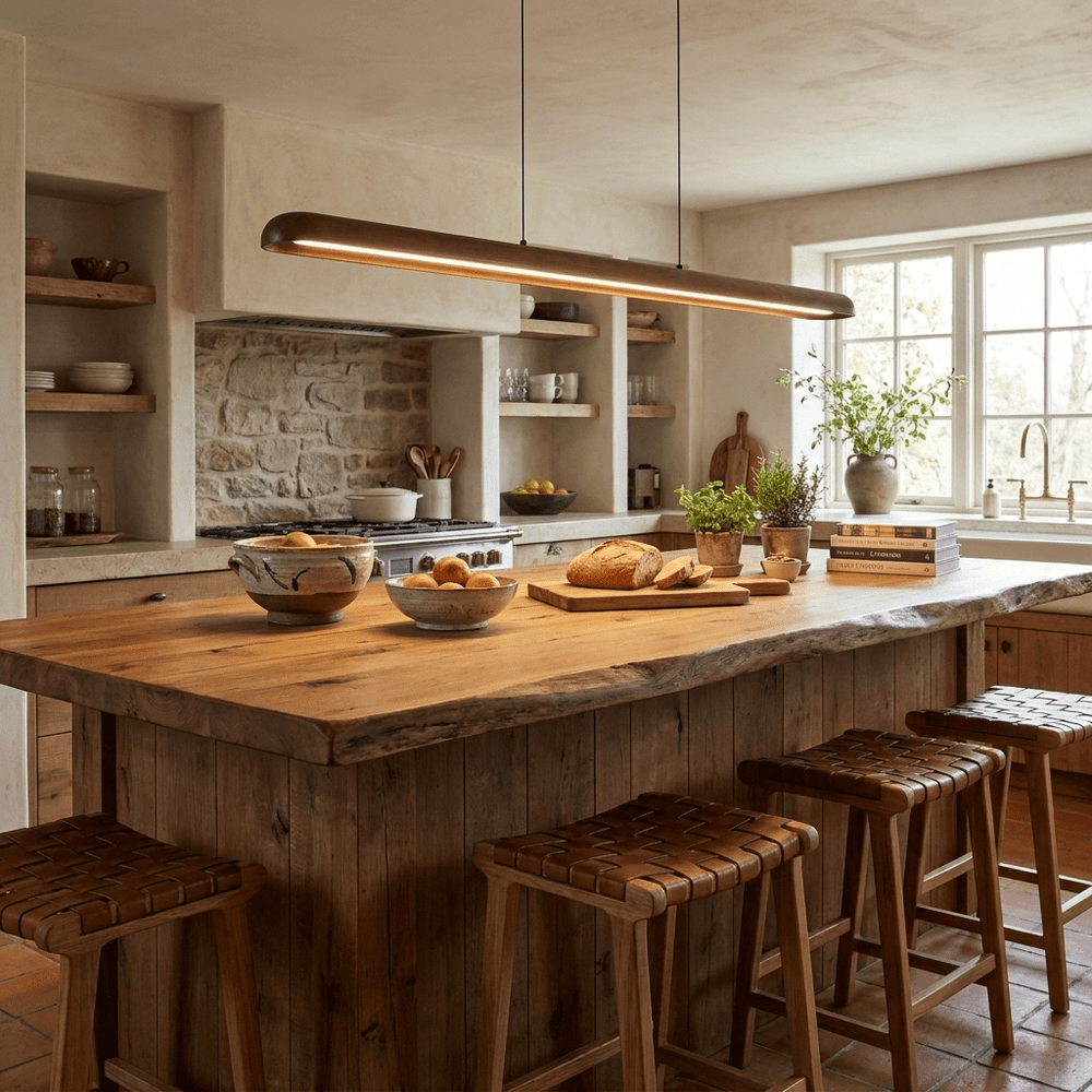 Wide Wood Linear Pendant Light - Vakkerlight