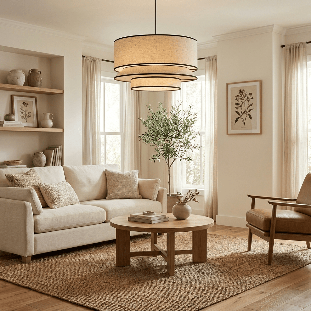 Willow Tiered Linen Pendant Lamp - Vakkerlight