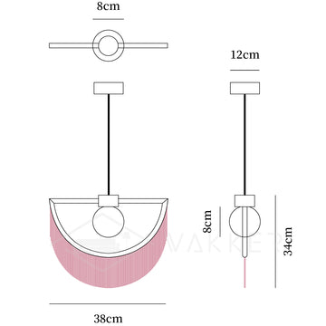 Sospensione Wink Fringe — Dimension drawings 1