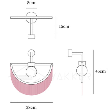 Lampada da Parete Wink Tassel Cute — Dimension drawings 1