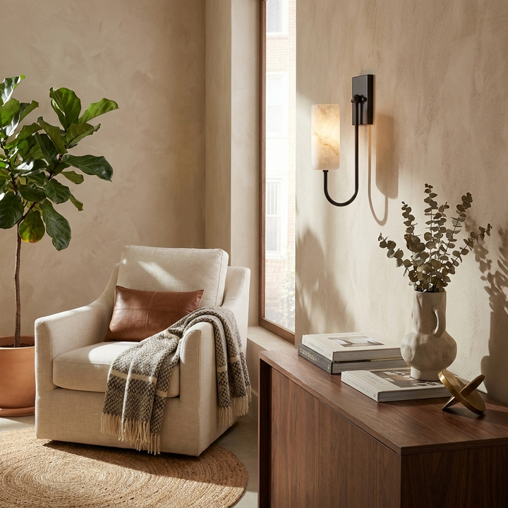 Wishbone Alabaster Wall Sconce
