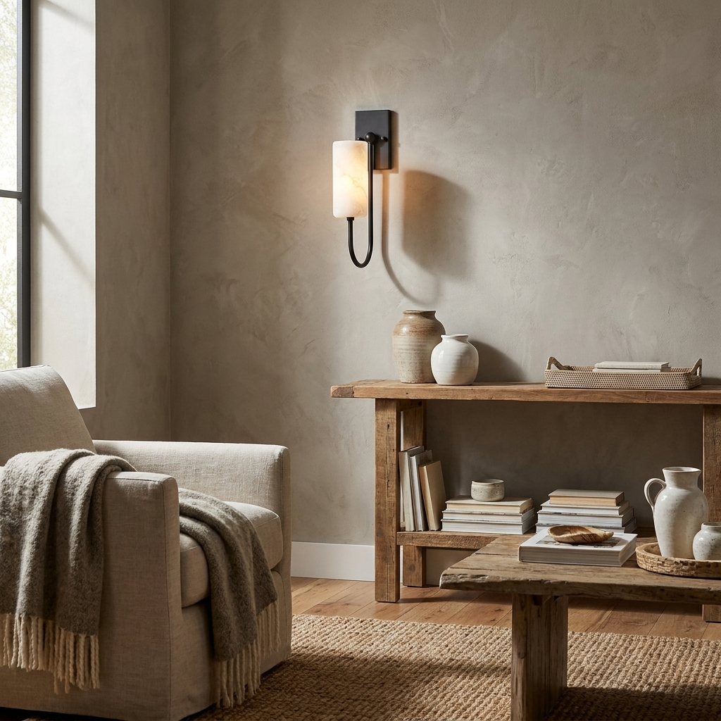 Wishbone Alabaster Wall Sconce