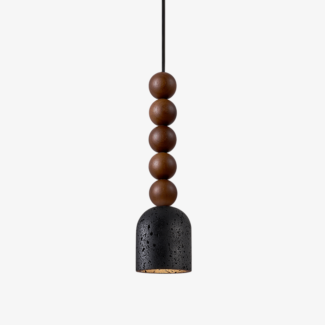 Wood Bead Travertine Pendant Light - Vakkerlight